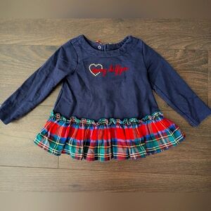 Tommy Hilfiger Navy Top with Red Plaid Hem